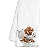 BAYOGITA Cute Poodle Gifts Bathroom Hand Towels - Funny Dog Bathroom Decor Towel, Funny Animal Hand Towels for Restroom Decor, Poodle Gift for Women, Dog Lover Gifts, 16×24 Inches