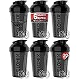 VELOMIX -6 PACK- Shaker Cups for Protein Shakes 20 oz - 6x Wire Whisk | Leak Proof Protein Shaker Bottle for Protein Shakes, Shaker Bottle Pack for Pre & Post Workout, Shaker Cup