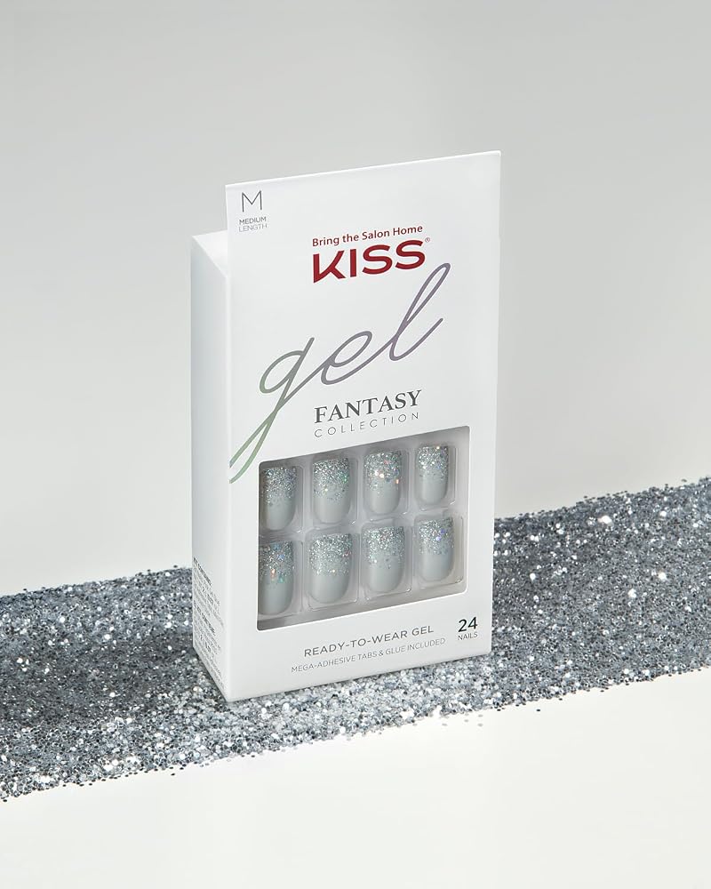 KISS Gel Fantasy Collection Glue-On Manicure Kit Wait N See Medium Coffin Nails