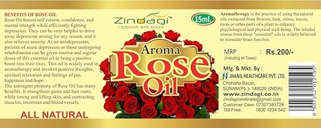 Zindagi Pure Rose Essential Oil Natural And Therapeutic Grade With Glass Dropper 10ml Each Pack Of 5 Amazon In Health Personal Care