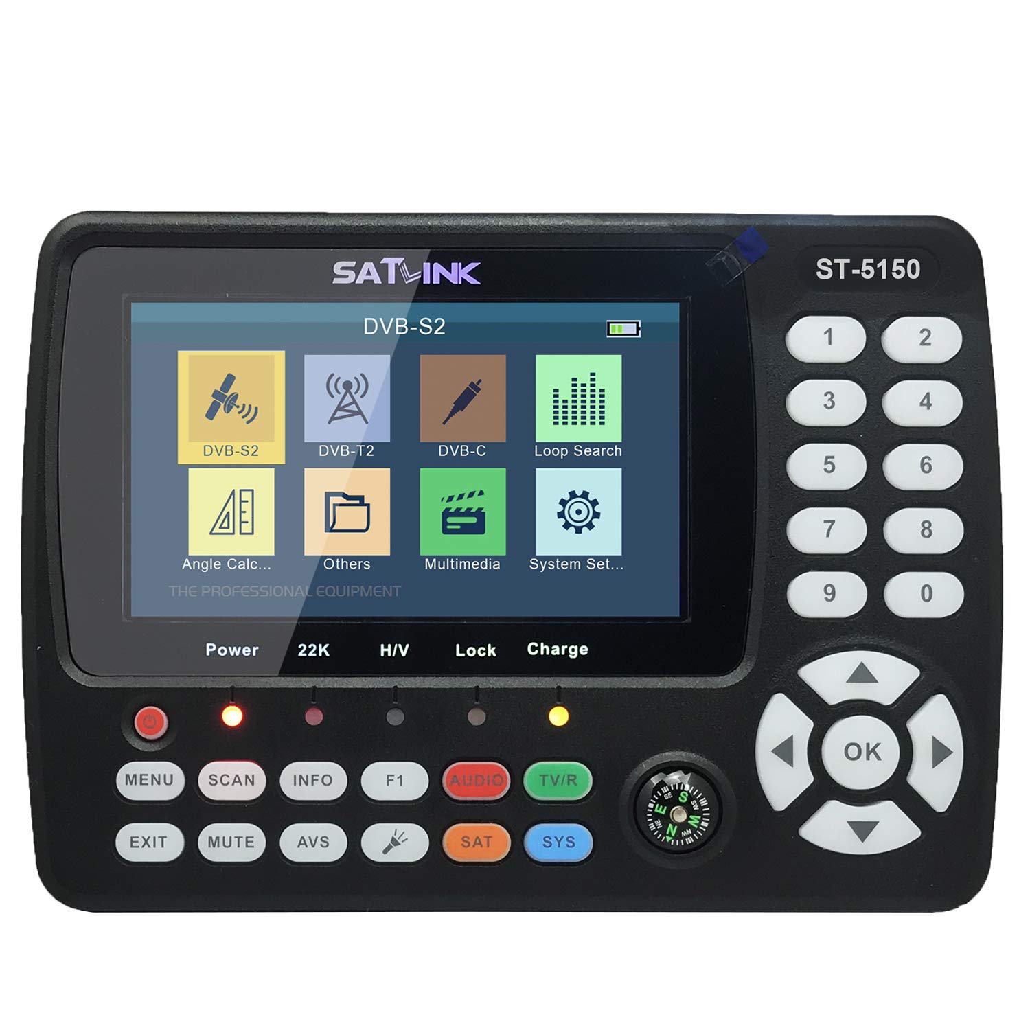 KKnoon HD Satellite TV Signal Finder Digital Handheld Signal Meter Satellite Finder H.265 HEVC MPEG-4 4.3 Inch TFT LCD