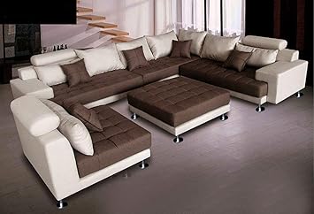 Amazon Com Stendmar 5pc Multifunction 2 Tone Linen Fabric Big Sectional Sofa S150rne Furniture Decor