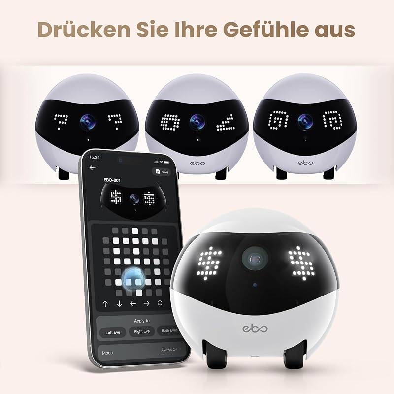 Air 2 FamilyBot-Intelligenter 2K Überwachungskamera Roboter mit Selbstaufladung,Patrol Roboter für die Heimüberwachung,Kabellose Hundekamera&Katzen Kamera mit Nachtsicht,2-Wege-Audio (Weiß)