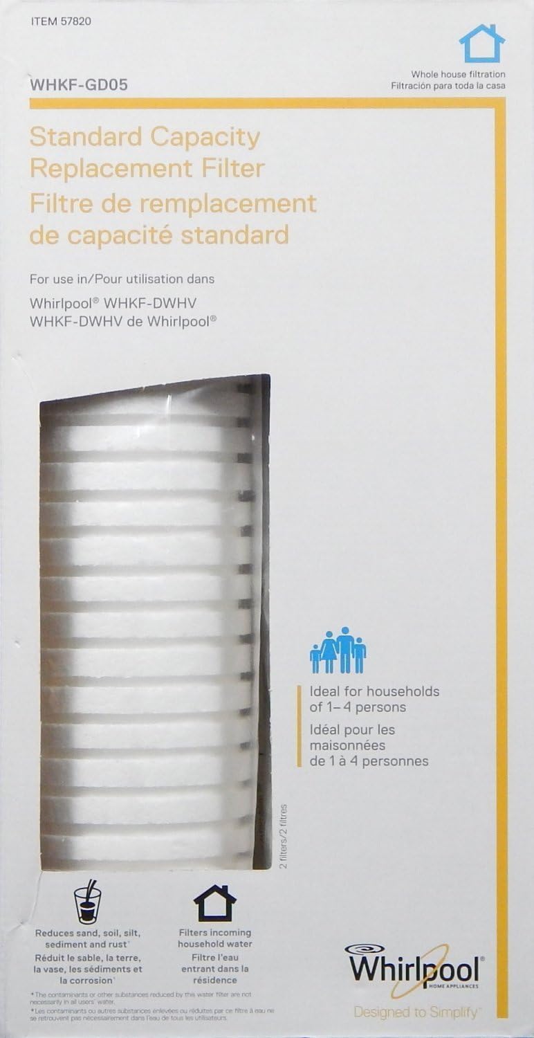 WHIRLPOOL Standard Capacity Whole House Filtration Replacement Filter (2 Pack) WHKF-GD05 (Packaging May Vary): Home & Kitchen