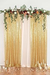 PartyDelight Gold 2FT X 8FT Sparkly Sequin Backdrop