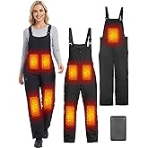 Qdreclod Women's Heated Bib Overalls with Battery, Insulated Work Heated Pants Waterproof Winter Snow Overall for Women
