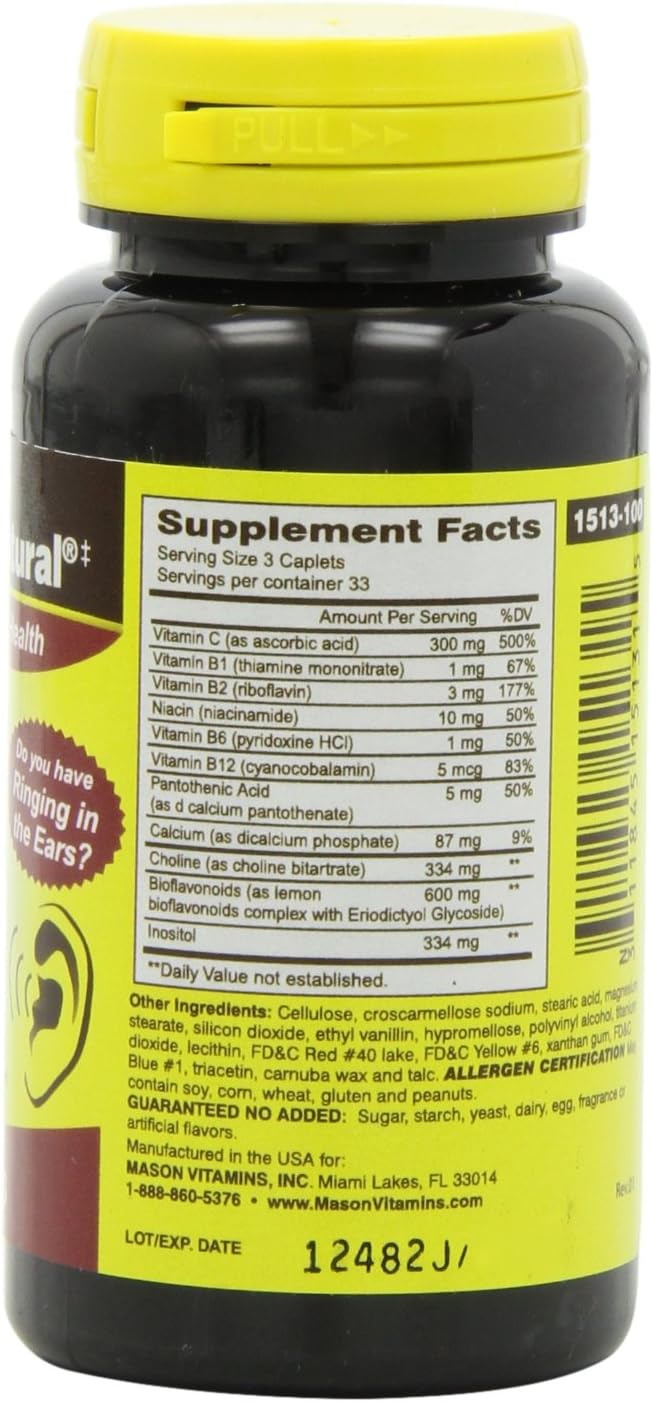 Mason Natural Vitamin Advance Ear Health Formula Caplets, 100-Count Bottle: Health & Personal Care