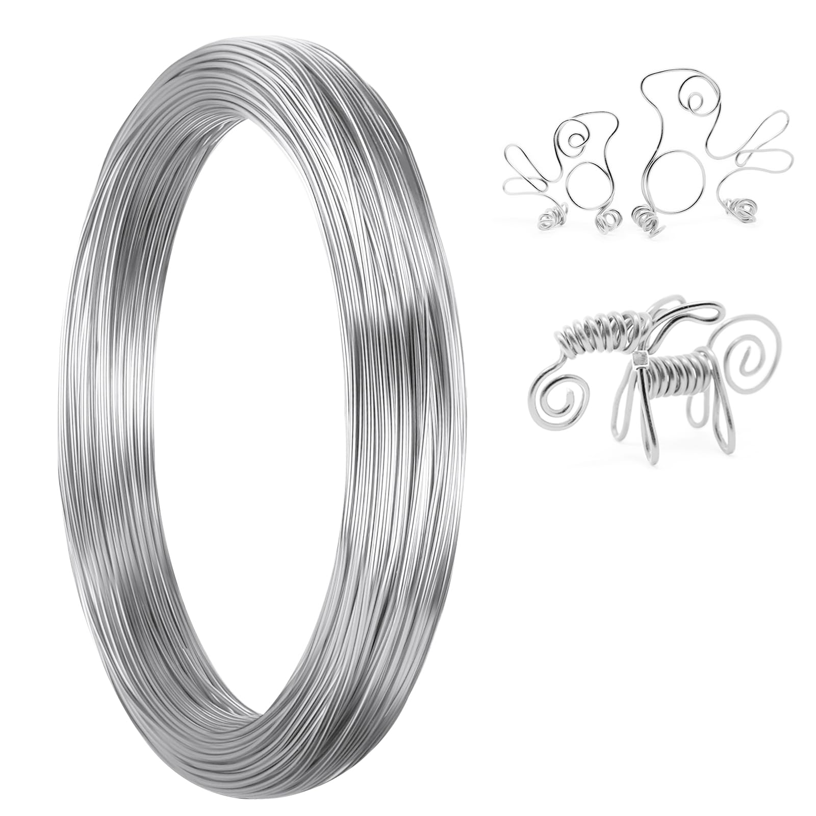 AUAUY 18 Gauge Aluminum Craft Wire, 1mm 165 Feet Bendable Aluminum Wire for Crafts, Crafting Metal Wire for Jewelry Making, Wreath Making, Sculpting, Modelling-Silver