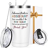 Qtencas Administrative Assistant Gifts, Administrative Professional Day Gifts for Administrative Assistant, Administrative Assistant Thank You Stainless Steel Insulated Travel Tumbler (20oz, White)