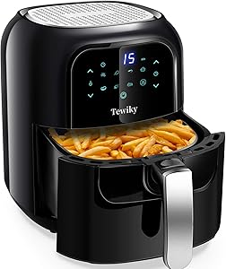 Air Fryer, Tewiky Air Cookers 5.8 Quart,1400 Watt 60 Minutes Digital Air Fryers Oven & Oilless Cooker for Air Frying,Roast. Bake ,LED Digital Touchscreen with 7 Presets,Nonstick Basket