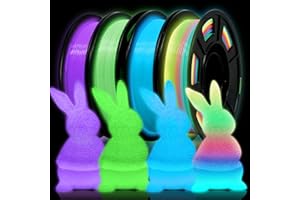 YOUSU 1.75mm 3D Printer Filament Bundle, Glow in The Dark Filament Multicolor, Green, Blue, Purple and Rainbow, PLA Filament 1.75 mm, Dimensional Accuracy +/- 0.03 mm, 250g X 4 Pack