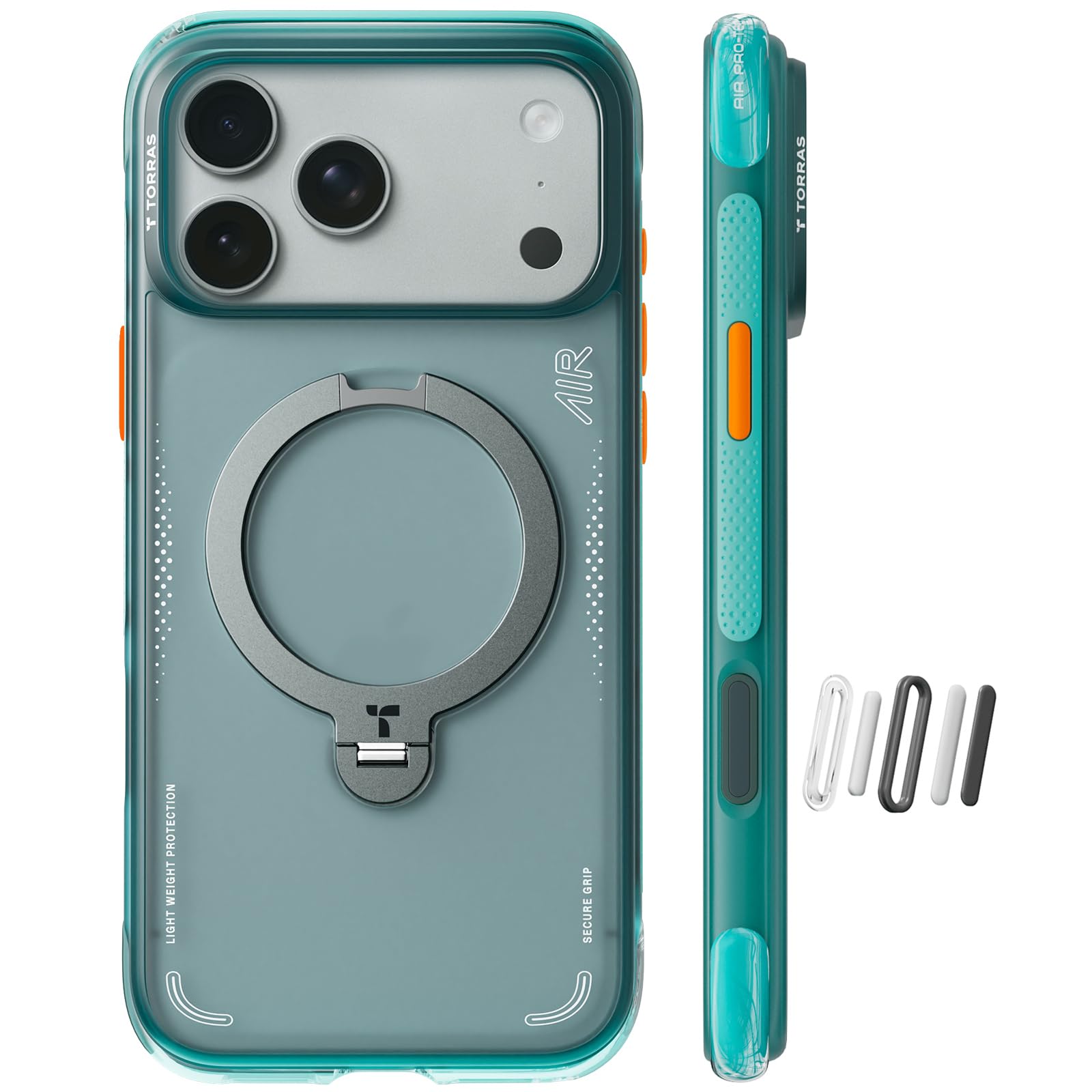 Photo 1 of TORRAS Ostand Q3 Air for iPhone 17 Pro Max Case with 360 Magnetic Stand, Fit for MagSafe, Mil-Grade Drop Tested, Camera Control Button, Shockproof Phone Case for iPhone 17 Pro Max 6.9", Glacier Sprint