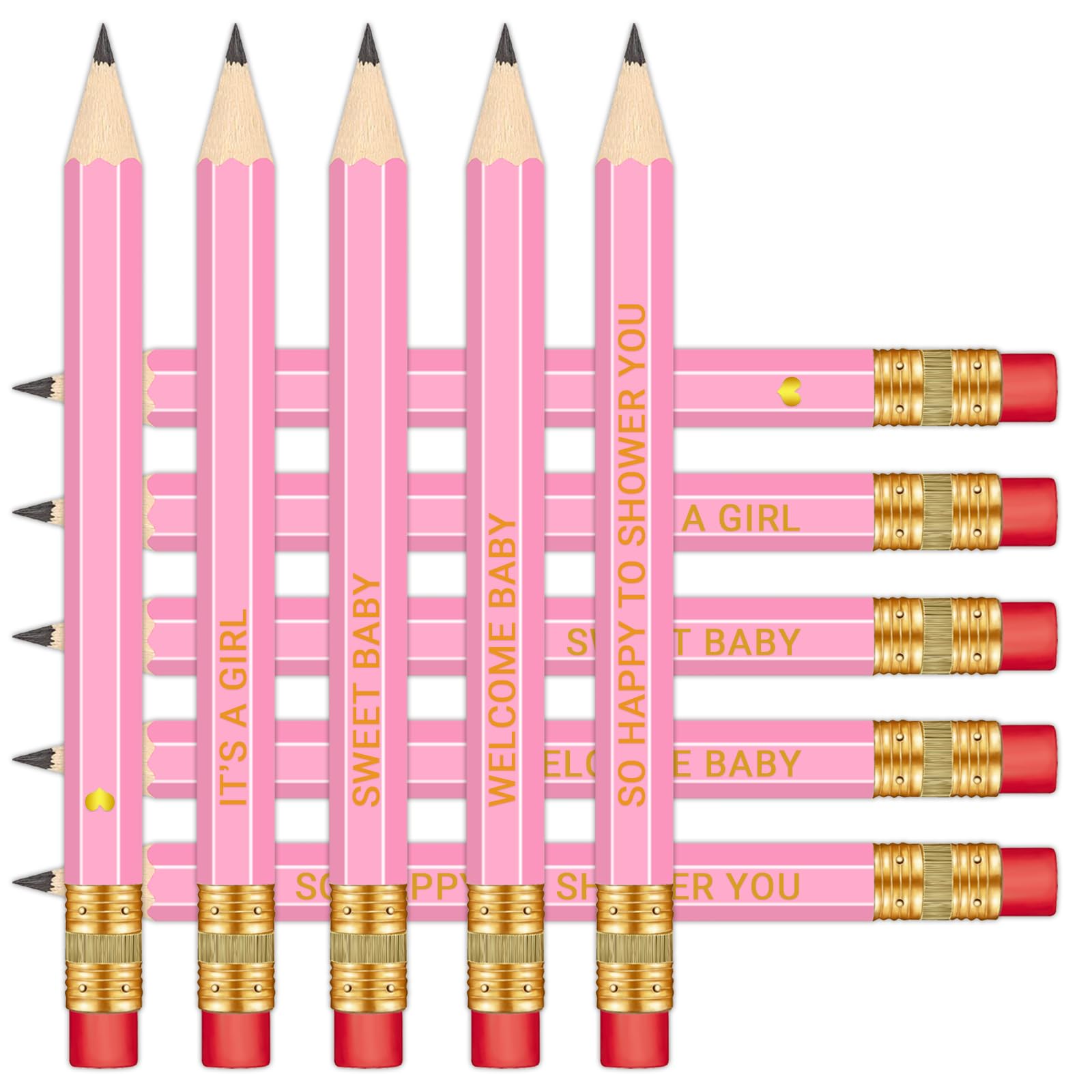 Photo 1 of Vusnud 50Pcs - Baby Shower Sharpened Half Pencils with Erasers, Pre-sharpened Pencils for Baby Shower Games, 4 Inches