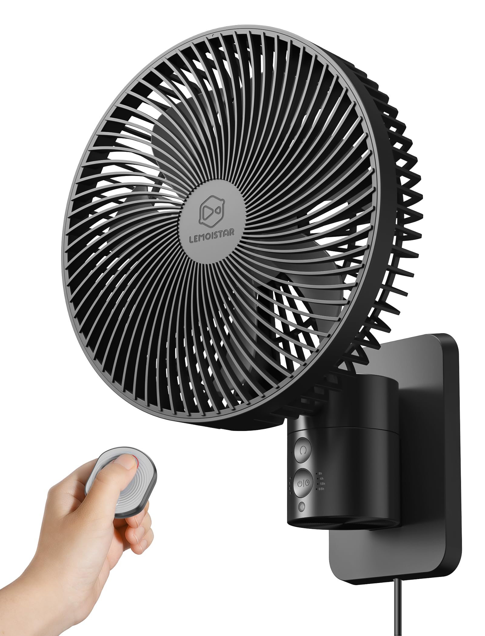 Photo 1 of **PARTS ONLY**8.5-Inch Quiet Wall-Mounted Oscillation Fan with Remote & Timer, 4-Speed Adjustable for Small Bathrooms, Indoor Bedroom Cooling for RV, Adjustable Tilt, 5.92 ft Cord, Garage Cooling Fan for Home