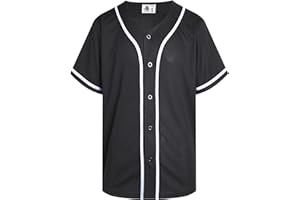 D DEHANER DEHANER Plain Blank Baseball Jerseys for Men Women Adult Hip Hop Hipster Button Down Shirts Sports Uniforms Outfits