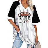 Football Shirts for Women Oversized Game Day Shirt Football Mom Tshirt Funny Graphic Sunday Tee Funday Sport Season Tops