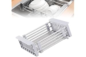 Quhoxdye Extend Kitchen Sink Drain Basket,Stainless Steel Retractable Sink Rack,Over Sink Dish Rack,Portable Telescopic Kitch