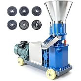 110V 5.5KW 60HZ Pellet Mill Maker with 3 Rollers, 2.5 to 8mm Multiple Dies, 220-440 lb/h Production Rate, Air Switch and Splash Plate Included, Farm Equipment for Livestock &amp; Poultry Animals
