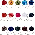 Shappy 15 Pcs Men's Satin Lapel Flower Pins with Metal Chain, Handmade Multi-color Boutonniere Pins with Gift Box for Career Suit Tuxedo of Shirts Tie Birthday Wedding Party Supply