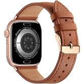 Bestig Genuine Leather Band Compatible with Apple Watch Bands for Women | 40mm 41mm 42mm(Series 12 11 10) 38mm,Top Grain Wristband Strap for iWatch SE 9 8 7 6 5 4 3 2 1,Office Daily Dressy