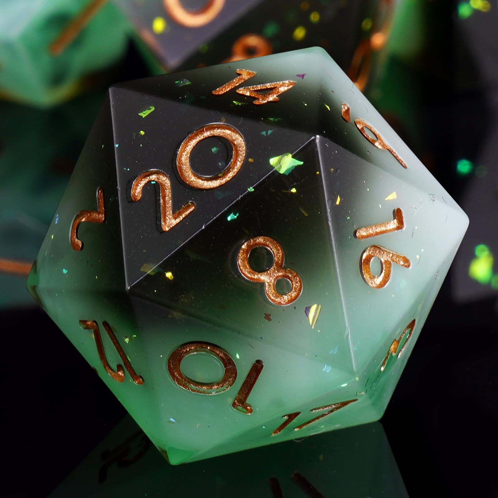 ORUZA 7 PCS Polyhedral DND Dice Resin Sharp Edge D&D Dice Set for Dungeons and Dragons RPG MTG Table Role Playing Games Die D20 D12 D10 D8 D6 D4 D% — image 1