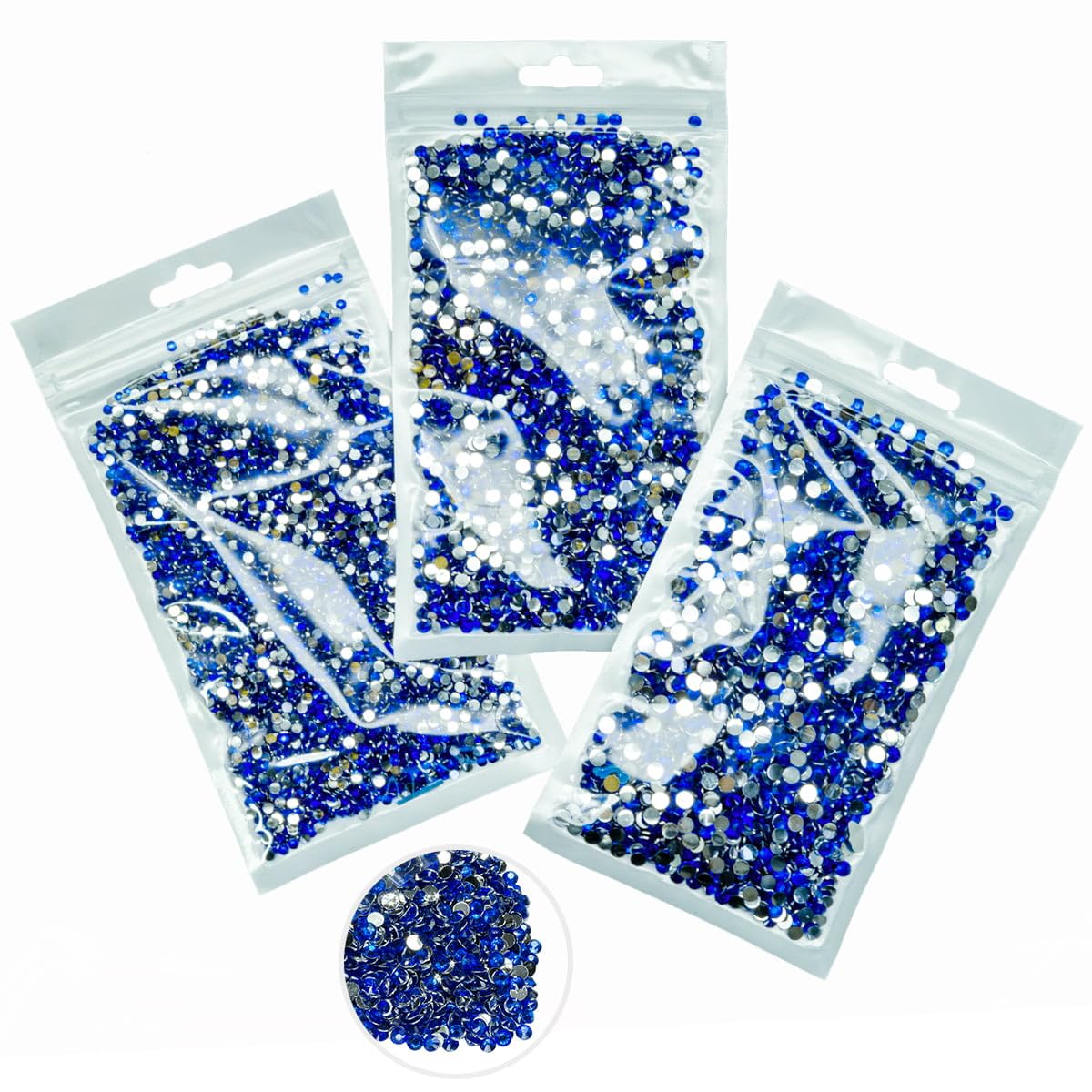 Photo 1 of 16000PCS Royal Blue Crystal Resin Rhinestones for Crafting 3mm 4mm 5mm Sapphire Flatback Stones No-Hotfix Dark Blue Diamonds Crystals Gems Charms for Nails Face Eyes Makeup Tumblers Bottles DIY Crafts