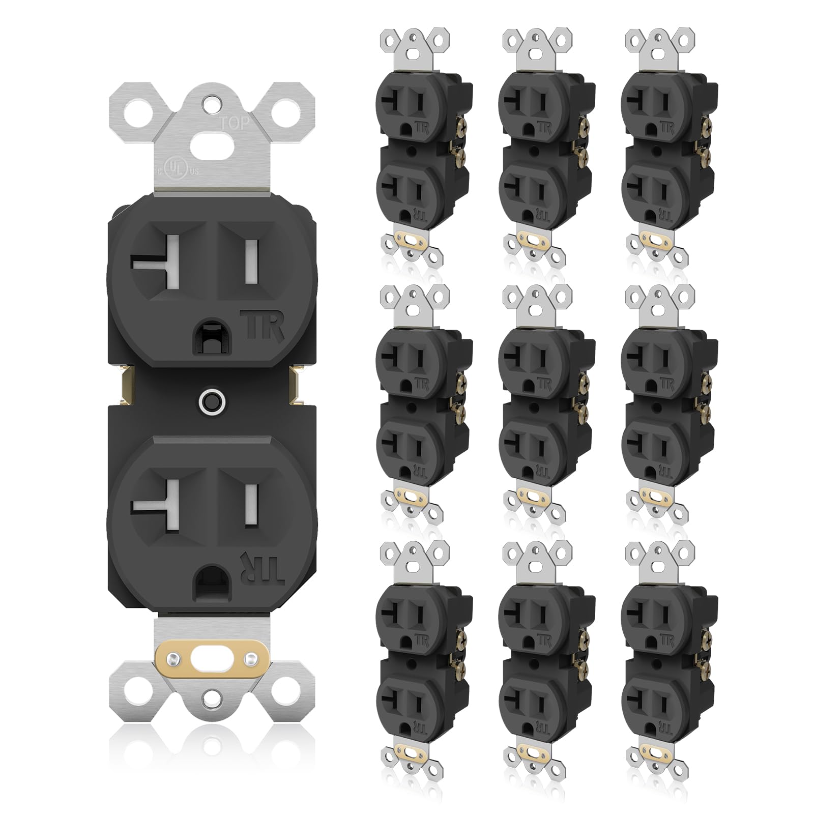 TOPELER Black Duplex Receptacle