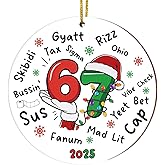 4Pcs 67 Christmas Ornament, Santa Says Six Seven Christmas Ornament, Funny 67 Meme Acrylic Christmas Tree Ornament, 67 Hanging Christmas Decorations (B)