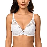 Deyllo Women's Sexy Lace Bra Non Padded Underwired Racerback Bra for Everyday