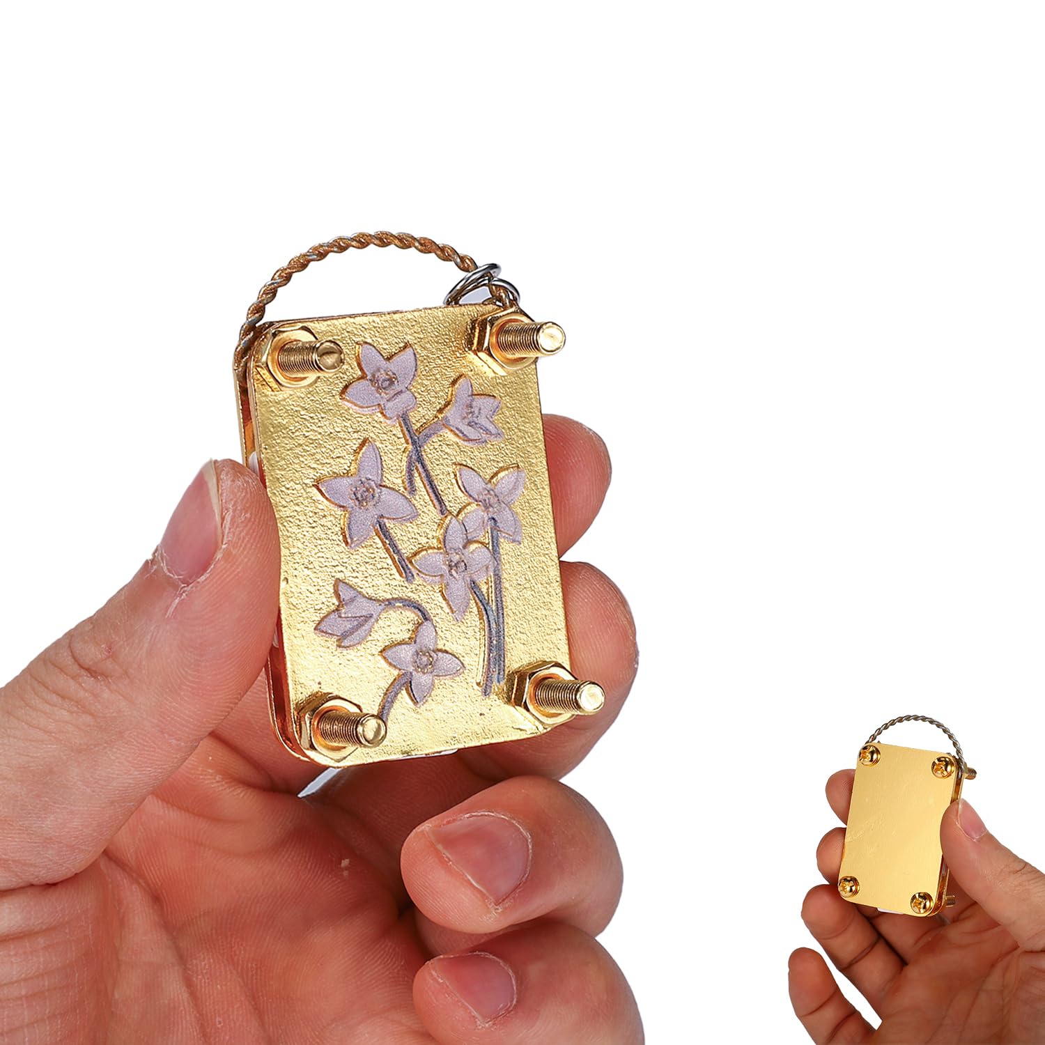 Lyreh Micro Flower Press, 1.38x1.97in Metal Delicate Miniature Flower Press DIY Pressed Plant Preservation Kit for Plant Lover Gifts Arts and Crafts Lovers Gifts(Gardenia Style)