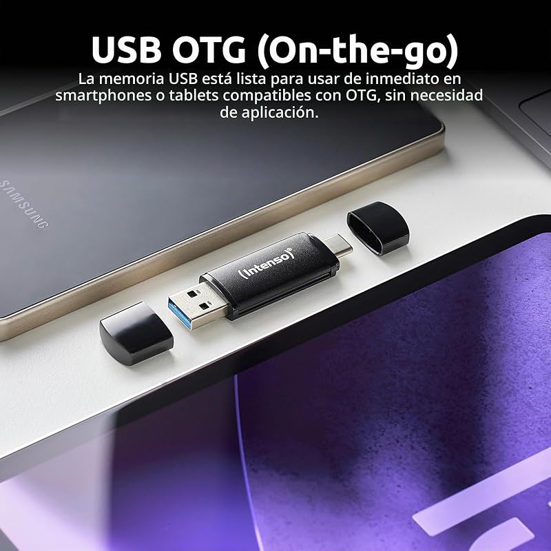 Flex Line - 128 GB de memória dupla USB, 3.2 Gen 1x1 com USB-C e USB-A para smartphone, tablet, portátil e PC, 70 MB/s, cor preta