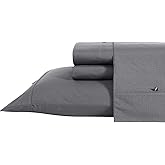 Nautica - Queen Sheet Set, Cotton Percale Bedding Set, Crisp & Cool, Stylish Home Decor (Whale Grey, Queen)