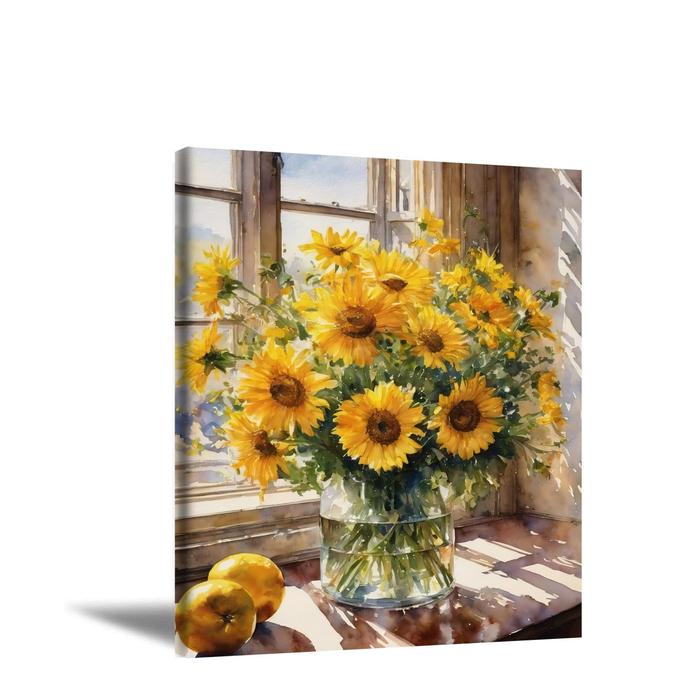 Photo 1 of (Canvas Print Without Any Frame) Sunflower Pictures Farmhouse Wall Art-16x20 Inch Rustic Flowers Print Bathroom Decor Yellow Sunflowers Vintage Poster for Canvas, Vibrant Printed Wall Art for Farmhouse Bedroom, Kitchen, Living Room
