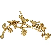 Bolifish Vintage Gold Wall Hook Rack with 3 Hooks, Bird On Branch with Flowers and Leaves Decorative Wall Mounted Hook Holder for Coats, Hats, Keys, Towels and Clothes