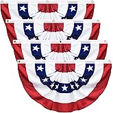 4 Pack USA Pleated Fan Flag, 3 X 6 Feet American US Bunting Patriotic Half Fan Banner Flag Decoration, Memorial Day 4th of July Independence Day Fourth July Outdoor Decor