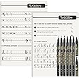 Saypacck 10 Pcs Calligraphy Kit for Beginners 6 Size Calligraphy Pen Set with 2 Calligraphy Workbook 2 Fadeproof Black Ink Markers for Hand Lettering Drawing Sketching for Men Women Xmas Gift