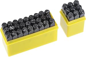 uxcell 5/16" (8mm) Number and Letter Stamp Set, A-Z & 0-9 Punch Press Tool for Metal Plastic Wood Leather