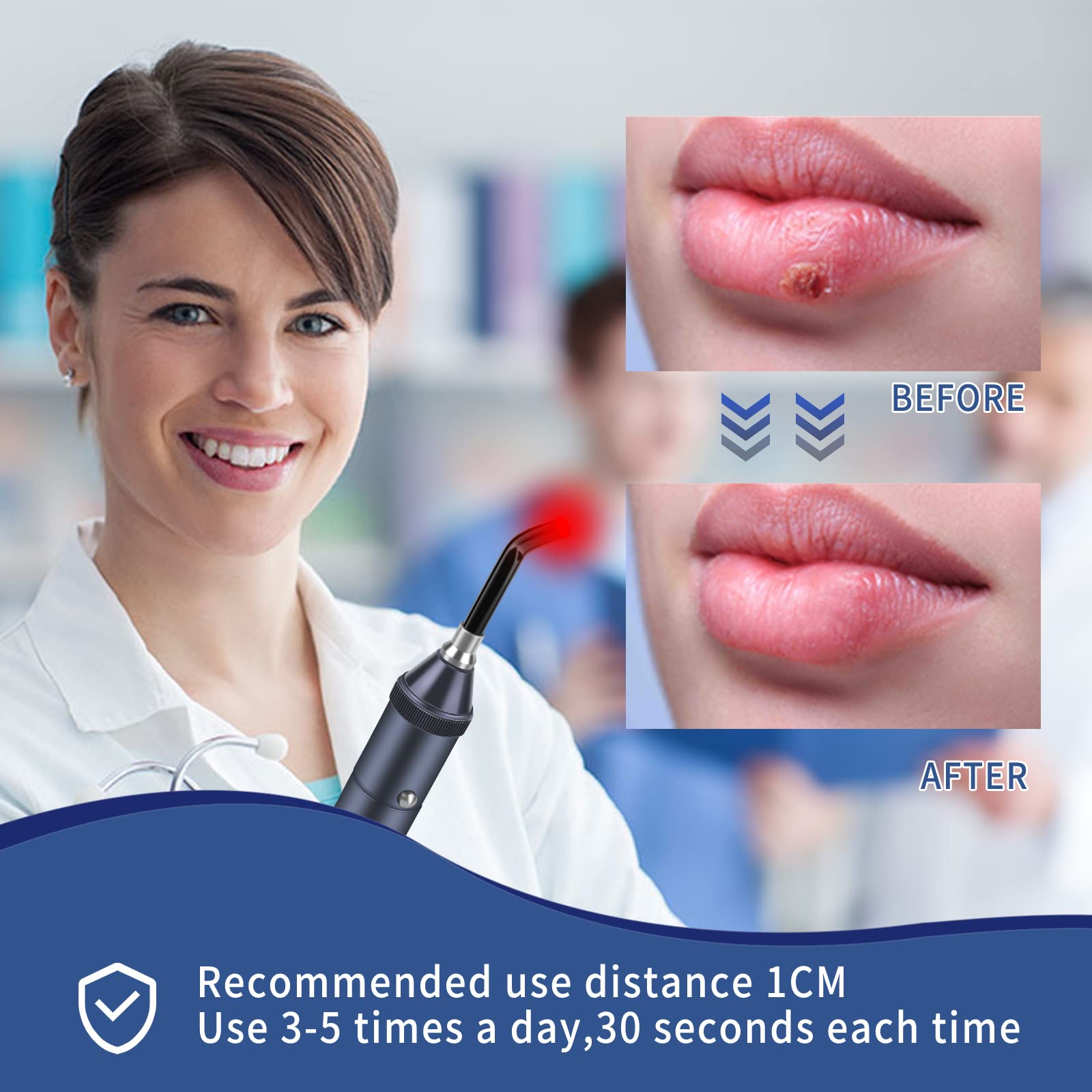 Infrared Red Light Therapy Device, Cold Sore Treatment Device Pain Relief for Mouth Nose Ears Knees Feet Hands Joints Muscles and Nerves, Health Care