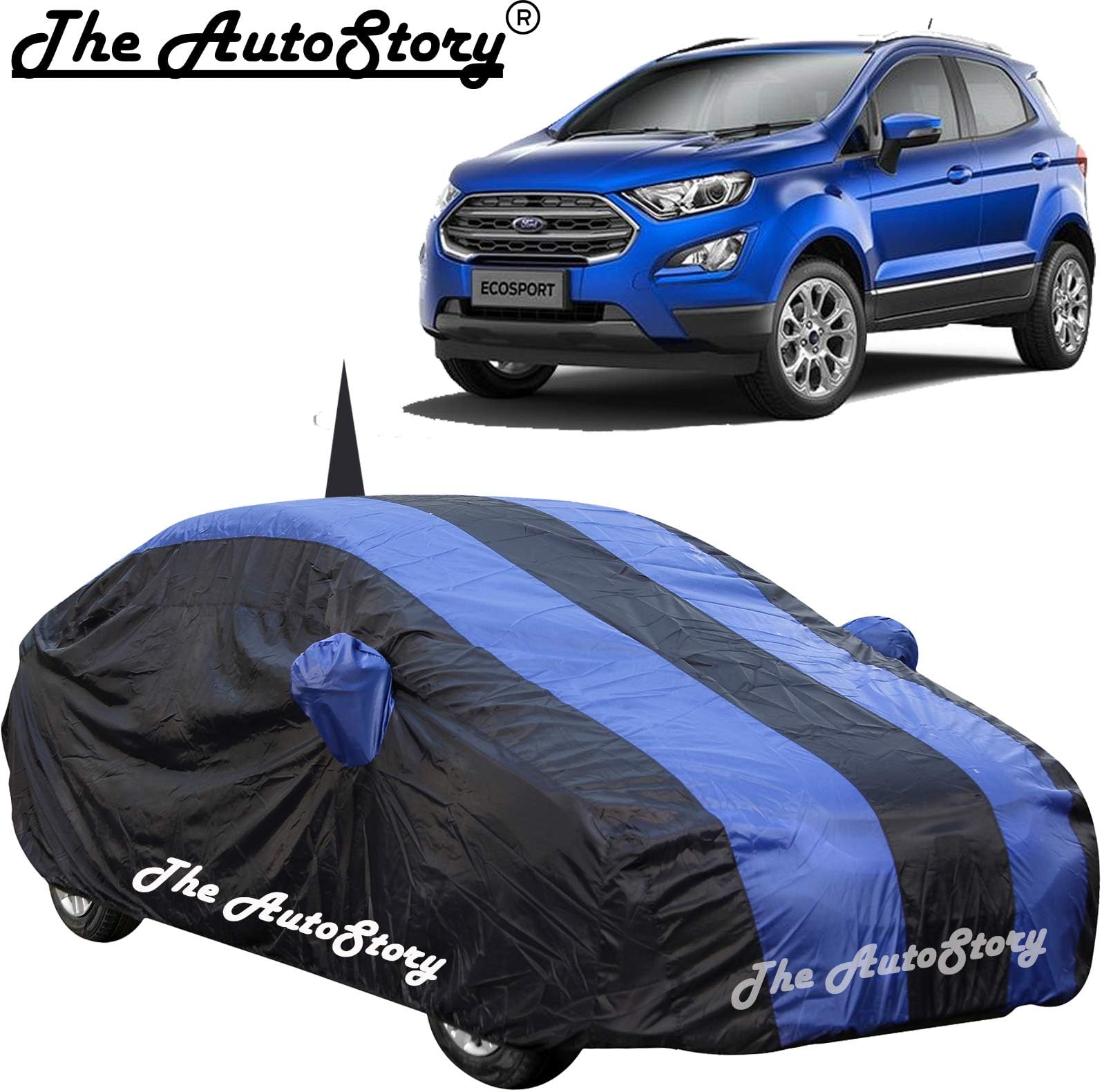 The Autostory 190 Taffeta Water Resistant Car Body Cover Compatible with Ford Ecosport with Mirror & Antenna Pockets (Royal/Navy Blue)