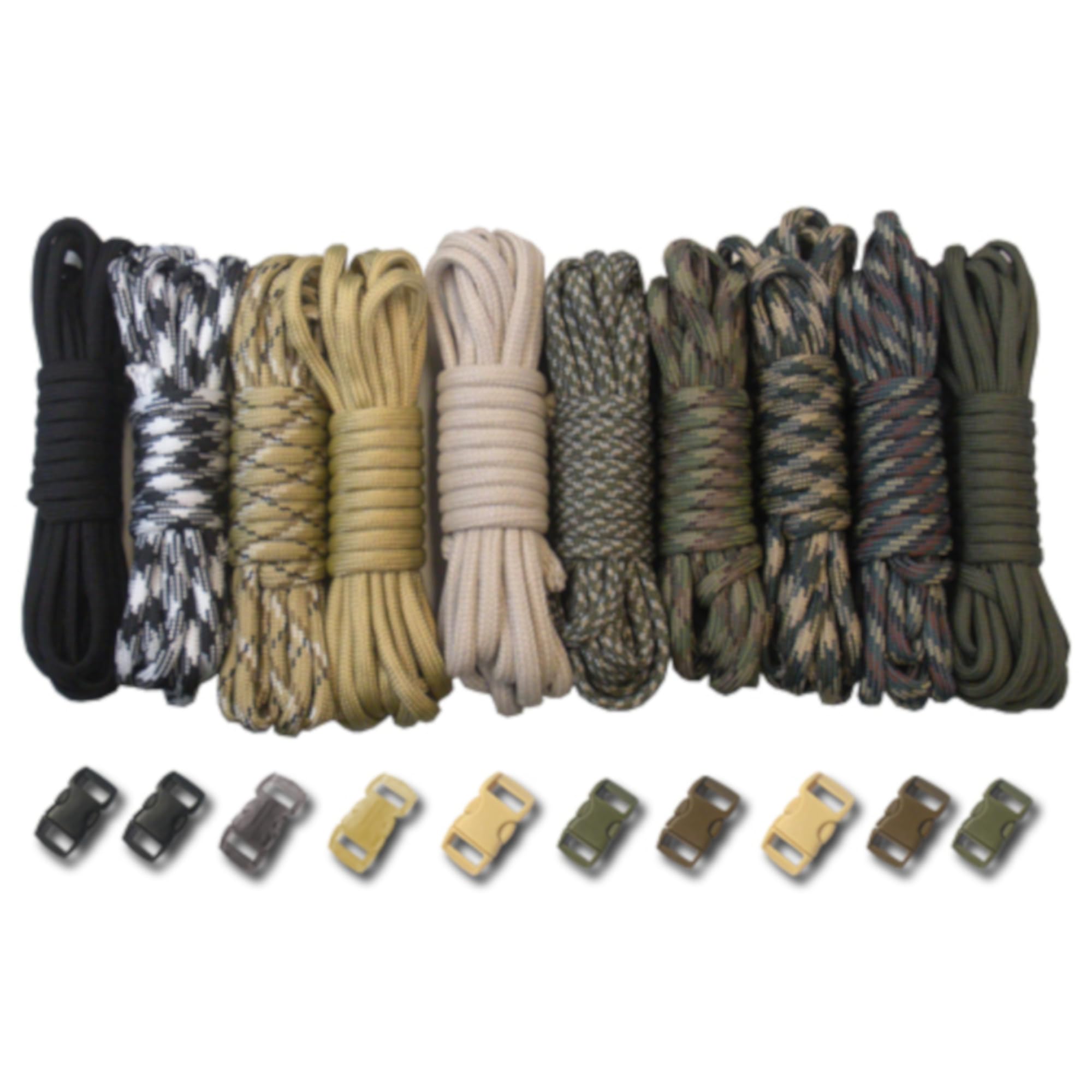 PARACORD PLANET 550lb Type III Paracord Combo Crafting Kits with Buckles Survival
