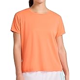 Reebok Women's Weightless Short Sleeve Mesh Crewneck T-Shirt, Standard Fit, Stretch Poly Fabric