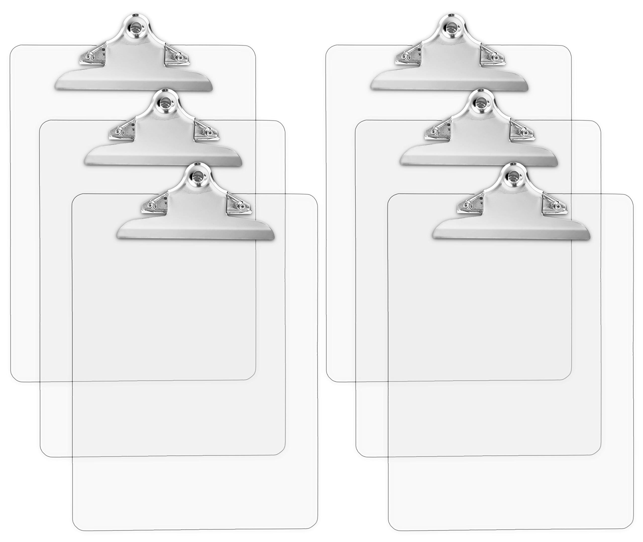 Photo 1 of Plastic Transparent Clipboards (Set of 6) Multi Pack Clipboard | Strong 12.5 x 9 Inch | Holds 100 Sheets! Acrylic Clipboards with Big Clips | School Supplies for Kids, Teachers, College Students