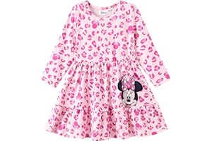 Disney Princess Frozen Elsa Minnie Stitch Floral Toddler Girl Dress A Line Long Sleeve Kids Casual Fall Clothes 2-6 Years