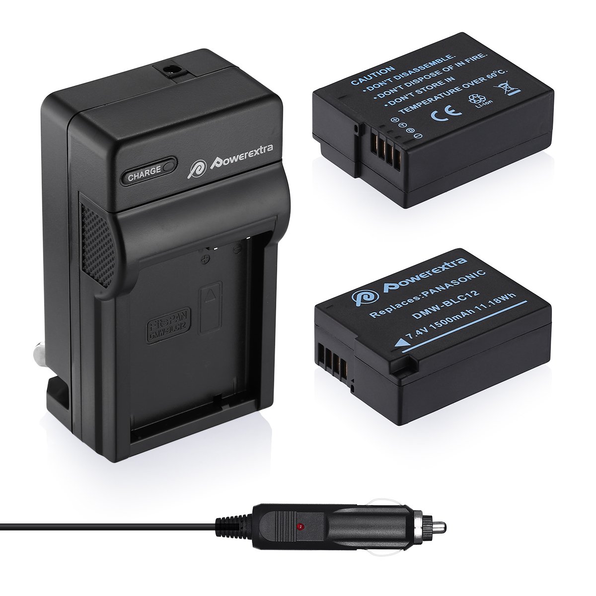 Powerextra 2 Pack Battery and Charger Compatible with Panasonic DMW