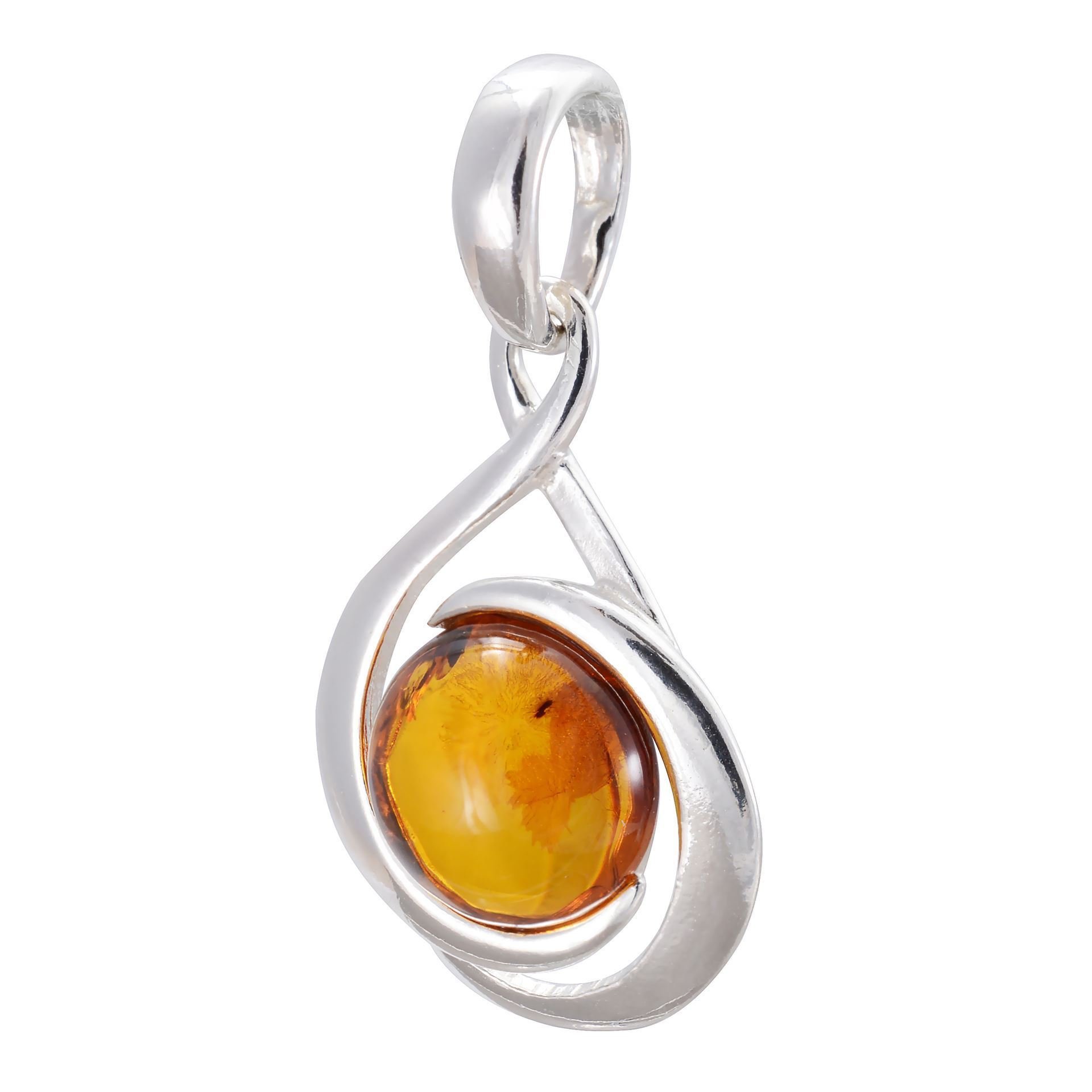 Sterling Silver and Baltic Honey Amber Pendant "Raine"