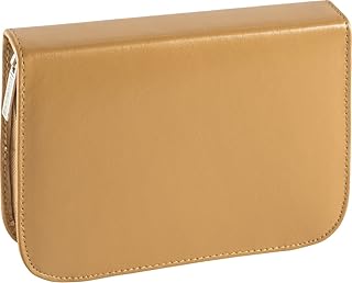 Brunnen 104905704 Schüler-Etui Leder natur (19,5 x 13,5 x 3,5 cm, 1 Klappe, mit 9 dicke Markenbuntstifte, 2 Markenbleistifte, Lineal 16 cm, Metalldoppelspitzer, Radiergummi)