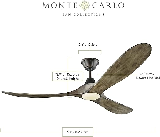 Monte Carlo 3mavr60bkd Maverick Modern Energy Star 60 Ceiling Fan