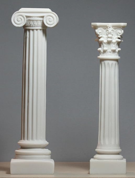 Set 2 Greek Columns Ionic & Corinthian Style Pillar Pedestal Decor