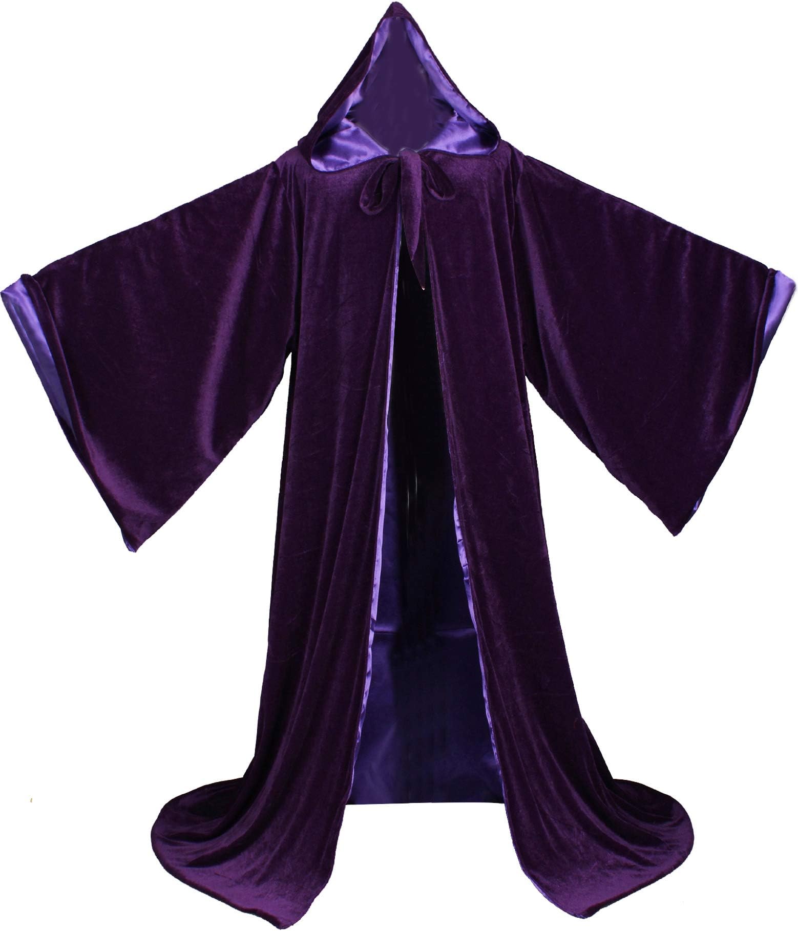 LuckyMjmyVelvet Wizard Robe with Satin Lined Hood and Sleeves