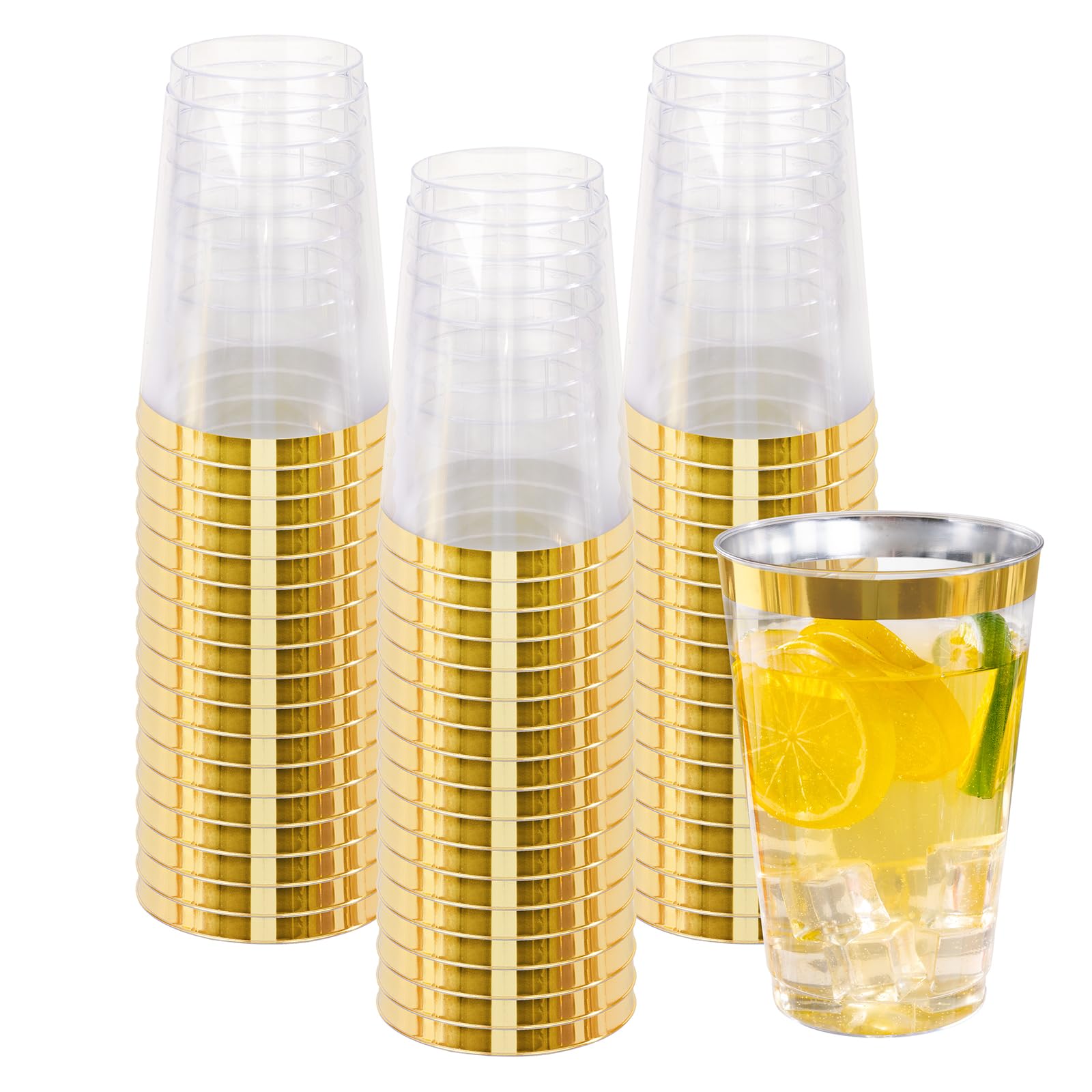 Photo 1 of I00000 50 Pack 20 oz Gold Plastic Cups, Elegant Gold Rimmed Plastic Cups, Disposable Cocktail Glasses Wine Glasses, 20 oz Premium Tumblers Perfect for Birthday, Party & Wedding